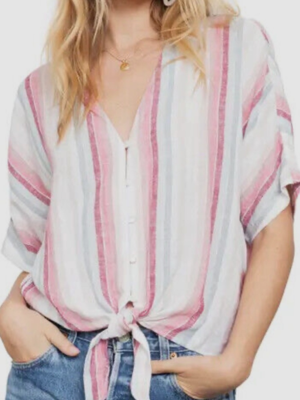 Women’s Rails Thea Tropic Striped Button Up Top, Medium